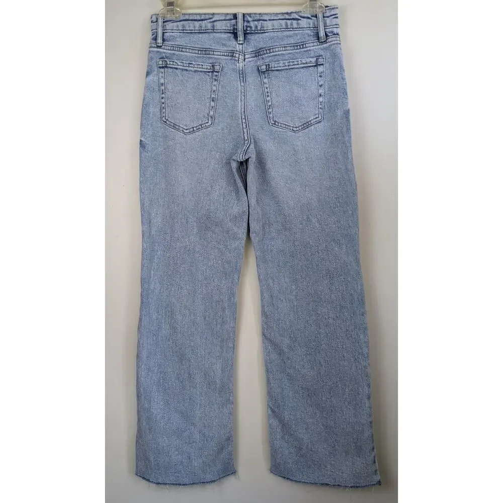 Art Class Girls Baggy Jeans 12 Light Wash Distressed Denim Adjustable Waist NEW